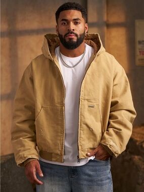 Mens YoungLA Yellowstone Vintage Oversized Jacket - Tan Khaki Size Large